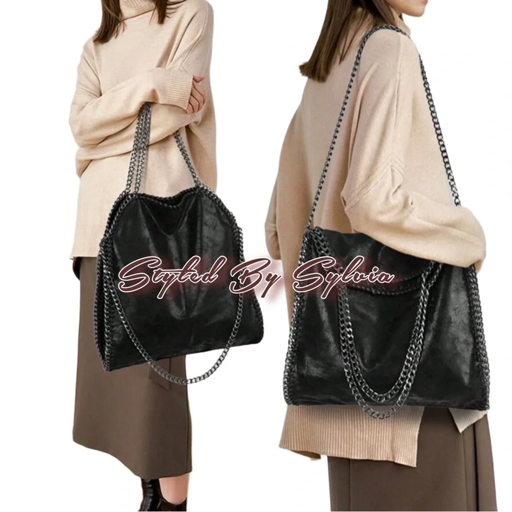 The STELLA Black Chained Handbag Shoulder Hobo - BRAND NEW BOUTIQUE ITEM